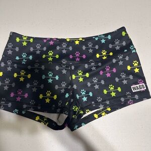 WAGS and Weights Black Shorts with Colorful Print